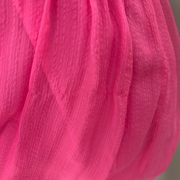 Milly Top Silk Chiffon Pink Bow Keyhole Blouse SZ12 Retro Paris Hilton Glam NWT - Picture 10 of 13